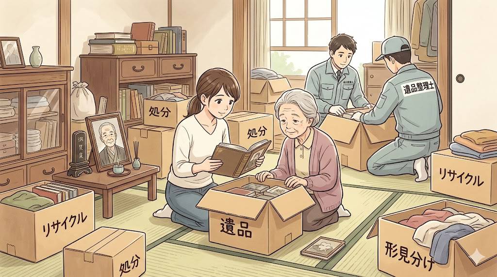 遺品整理の仕分け風景